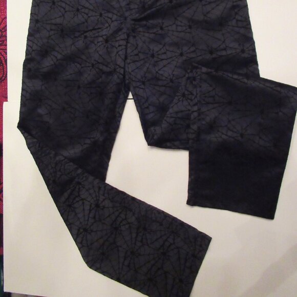 Vintage Black Velvet Spider Web Cobwebs Pants Sz 36 The Creative Brand Cykxtees - Picture 4 of 15